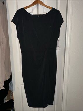 Nordstrom Black Midi Twist-Waist Sheath Dress